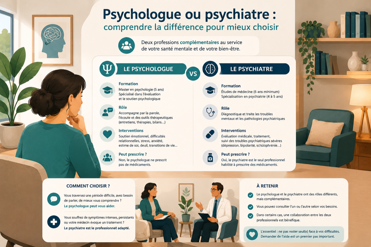 Psychologue ou psychiatre : 5 différences clés